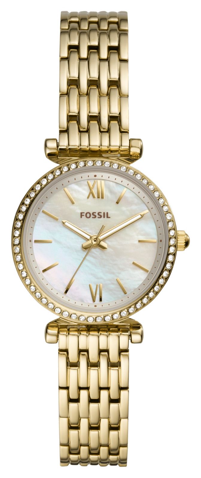 Fossil Carlie mini femme | cadran nacre | bracelet en acier montre
