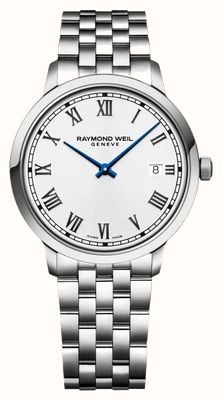 Raymond Weil Mostrador tocata masculino (39 mm) branco / pulseira de aço inoxidável 5485-ST-00359