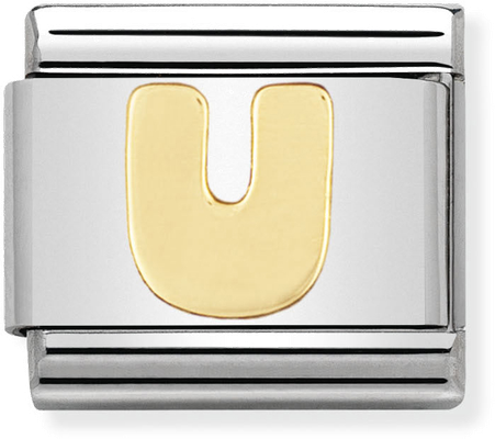 Nomination Classic Letter U 18ct Gold & Steel Charm 030101/21