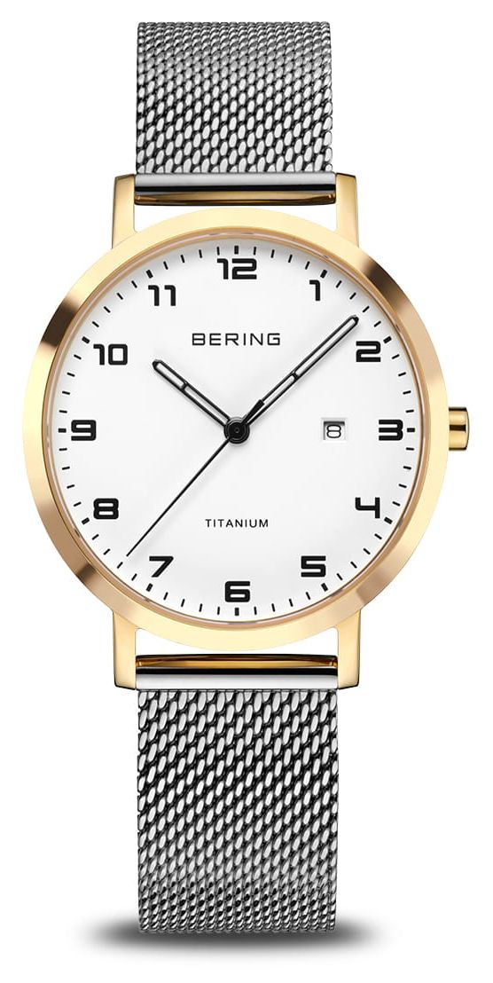 Bering Quartz titane (34 mm) cadran blanc / bracelet montre