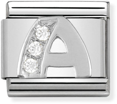 Nomination Classic Letter A Sterling Silver & Steel Cubic Zirconia Charm 330301/01