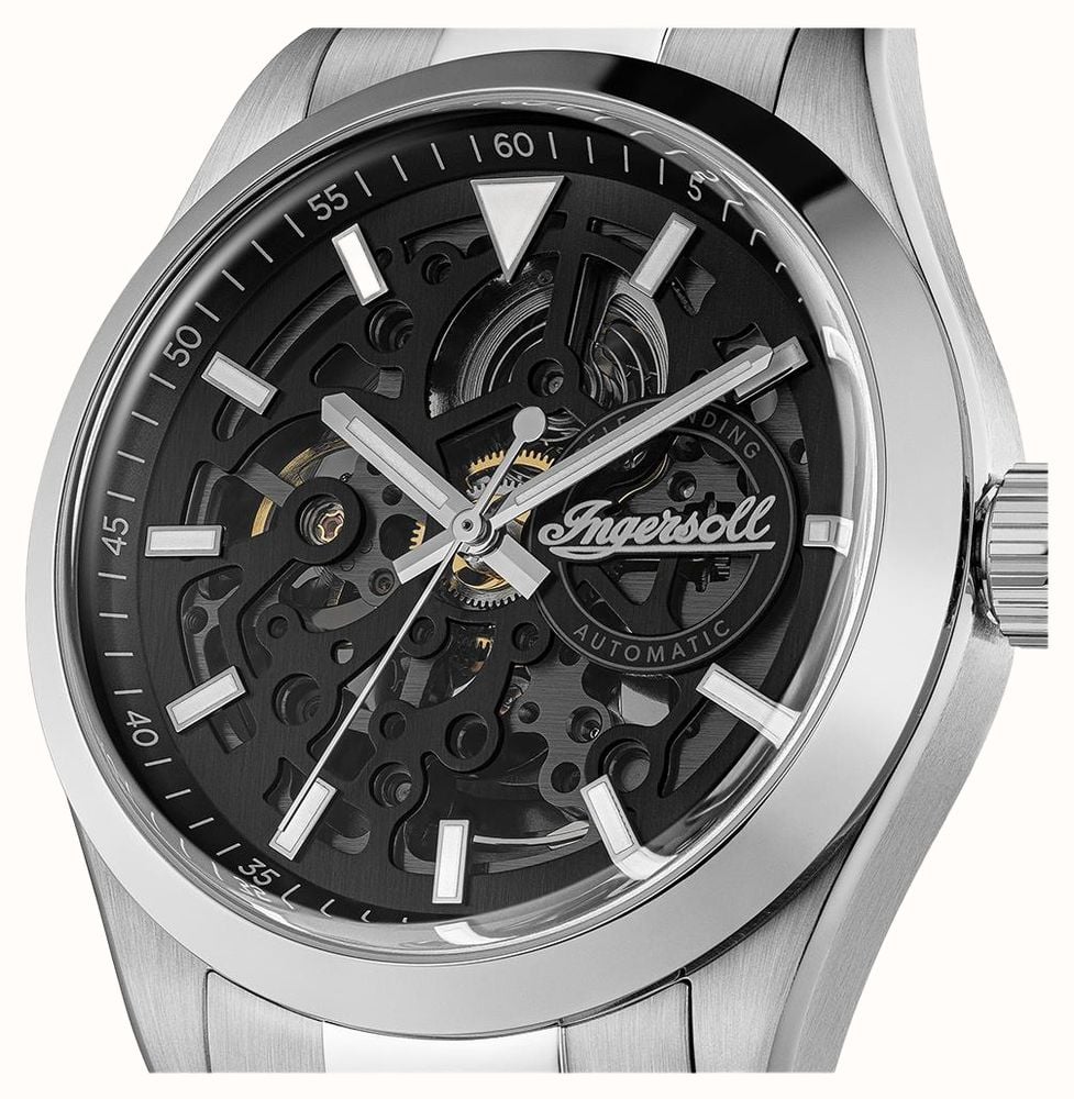 Ingersoll THE DECK Automatic (40mm) Black Skeleton Dial / Stainless Steel Bracelet I18401 - alternate view 3