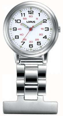 Lorus Relógio de enfermeira com mostrador branco de quartzo (29 mm) / aço inoxidável RG251CX9