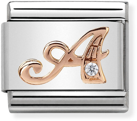 Nomination Classic Letter A 9ct Rose Gold & Steel Charm 430310/01