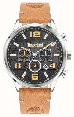 Timberland Chronographe à quartz Ellacoya-z (46 mm) cadran noir / bracelet en cuir beige TDWGC2091204