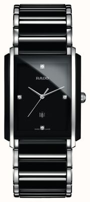 RADO 一体式钻石高科技陶瓷黑色方形表盘腕表 R20206712