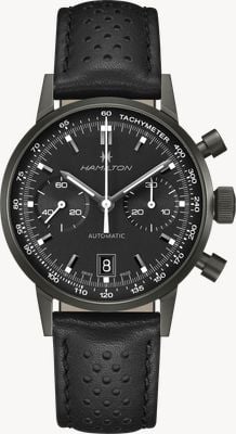 Hamilton American Classic Intra-Matic Auto Chrono (40mm) Black Dial / Black Perforated Leather Strap H38446730