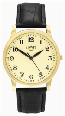 Limit Mouvement à quartz classique (38 mm), cadran crème, bracelet en cuir PU noir 50065