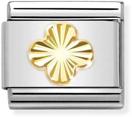 Nomination Classic Four-Leaf Clover 18ct Gold & Steel Charm 030149/52