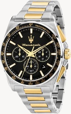 Maserati Velocità Quartz Chronograph (43mm) Black Dial / Two-Tone Stainless Steel Bracelet R8873652003