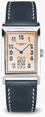 Duckworth Prestex Centenary (24mm) Salmon Pink Dial / Blue Leather Strap D803-07-D
