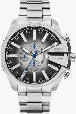Diesel Chronographe fin Mega Chief (49 mm) cadran gris dégradé / bracelet en acier inoxydable DZ4686