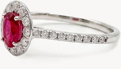 Plat Ruby Dia Oval Ring 0.22dia 0.32r 0.54ct Tl SL8436