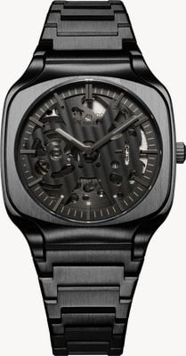 D1 Milano Square Soot Depth (37mm) Black Skeleton Dial / Black PVD Stainless Steel Bracelet SLBJ02