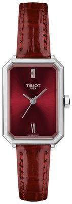 Tissot SRV Quartz (21.8mm) Red Sunray Dial / Red Alligator Leather Strap T1601101642300