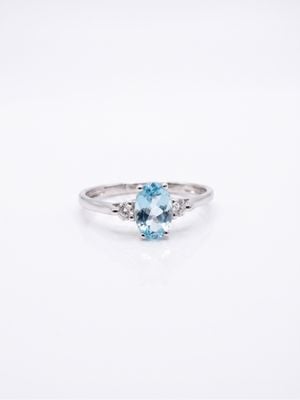 Vogel 9ct White Gold Diamond And Aqua Ring J96076