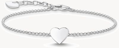 Thomas Sabo Sterling Silver Plain Heart Engravable Bracelet 16-19cm A2044-001-21-L19V
