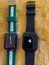 Customer picture of Lacoste Pasek do zegarka Apple (42/44/45mm) zielony i biały silikon 2050005