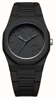D1 Milano ポリカーボネートクラッシュ（40.5mm）ブラックダイアル / ブラックポリカーボネートストラップ PCBJ39