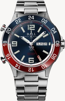 Ball Watch Company Roadmaster Marine GMT (42 mm), blaues Zifferblatt / Titan- und Edelstahlarmband DG3222A-S1CJ-BE