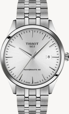 Tissot Montre classique Dream Powermatic 80 (40 mm) avec cadran argenté et bracelet en acier inoxydable T1584071103100