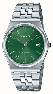 Casio Quartz analogique série Mtp (35 mm) cadran soleillé vert forêt / bracelet en acier inoxydable MTP-B145D-3AVEF