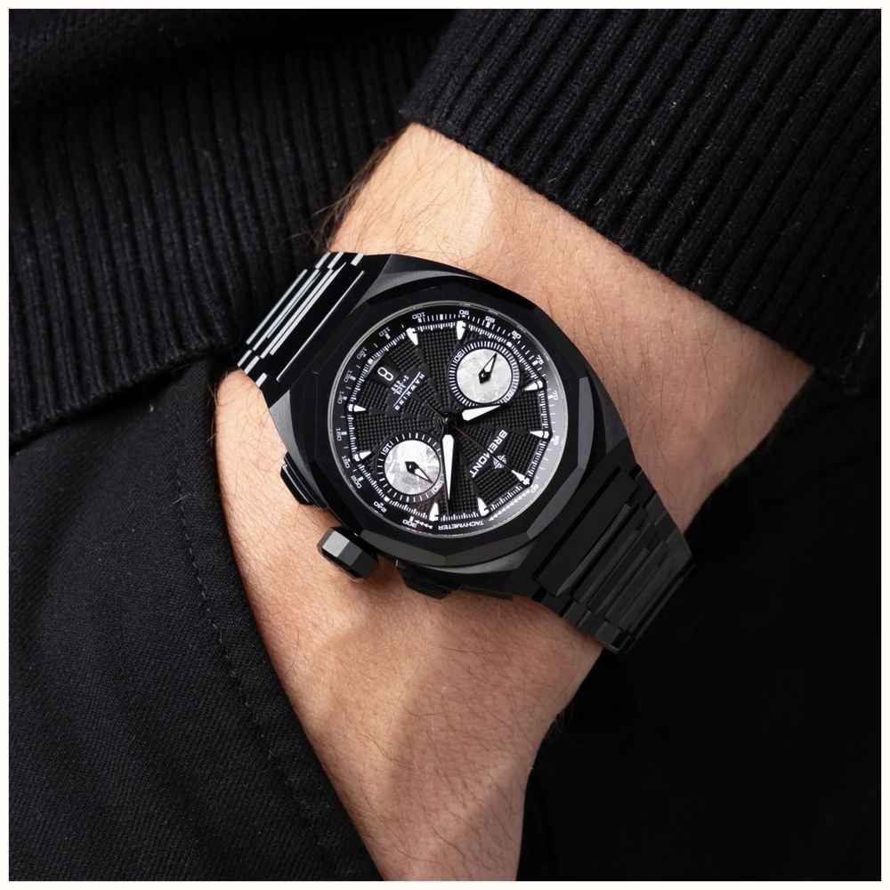 Bremont Supernova Chronograph Hawking Edition (41mm) Black Galvanic Metal Dial / Black Steel Bracelet SN41-CHR-DLC-HWK-B - vista alternativa 9