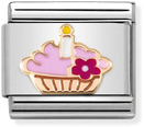 Nomination Classic Cupcake 9ct Rose Gold & Steel Enamel Charm 430202/08