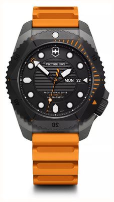 Victorinox Dive pro automático (43 mm) mostrador preto / pulseira de borracha laranja 241996