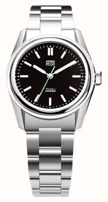 HTD Tennis chic fluweelzwart automatisch (37mm) zwarte wijzerplaat / roestvrijstalen band T23S01_CVB