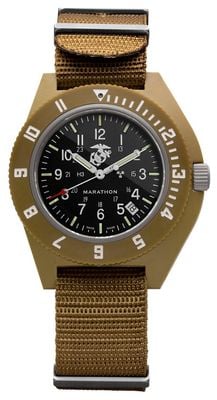 Marathon Official USMC NAV-D Desert Tan Navigator Date Quartz (41mm) Black Dial / Tan Ballistic Nato Strap WW194013DT-0202
