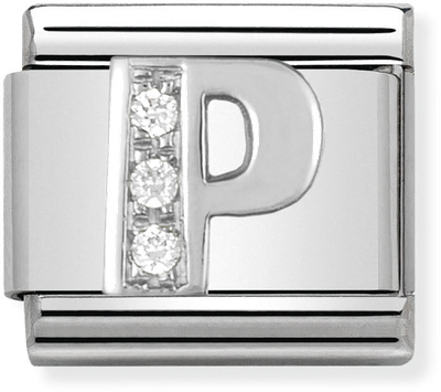 Nomination Classic Letter P Sterling Silver & Steel Cubic Zirconia Charm 330301/16