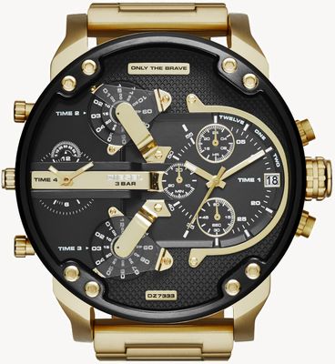 Diesel Montre Mr Daddy 2.0 pour homme avec cadran noir doré DZ7333
