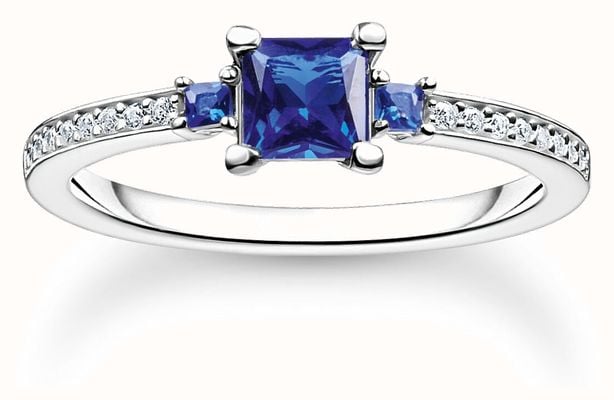 Thomas Sabo Charm Club | Charming Ring | Blue Stones | UK L 1/2 / 52 TR2402-166-32-52