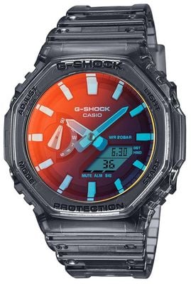 Casio G-Shock Beach Time Lapse (45.4mm) Blue Red Dial / Grey Resin Strap GA-2100TLS-8AER