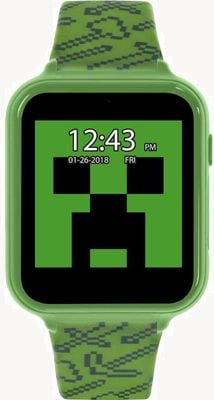 Minecraft Interaktive Uhr mit grünem Silikonarmband (nur auf Englisch). MIN4045ARG