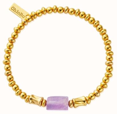 ChloBo Calming Spirit Stone Bracelet - Amethyst - 18ct Gold Plated (18cm) GBSSLA