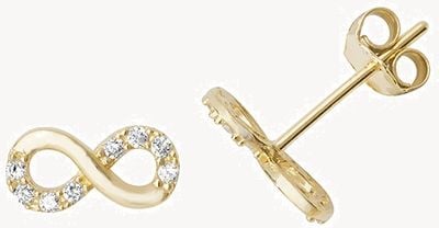 9k Yellow Gold Cubic Zirconia Infinity Stud Earrings ES505