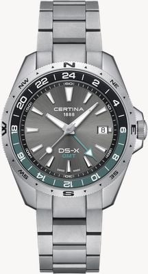 Certina Ds-x Quarz GMT (41 mm) graues Zifferblatt / Edelstahlarmband C0474521108100