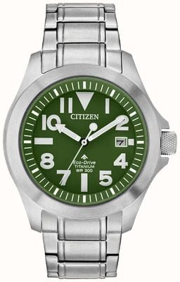 Citizen Herren super robust | Öko-Antrieb | grünes Zifferblatt | Super-Titanarmband BN0116-51X