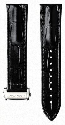 Hamilton Straps Pasek Jazzmaster ze skóry cielęcej w kolorze czarnym - 22 mm (tylko pasek) H690425103