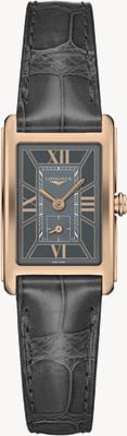 LONGINES Pre-owned DolceVita Anthracite Leather Rectangle Dial L52558752 PRE OWNED