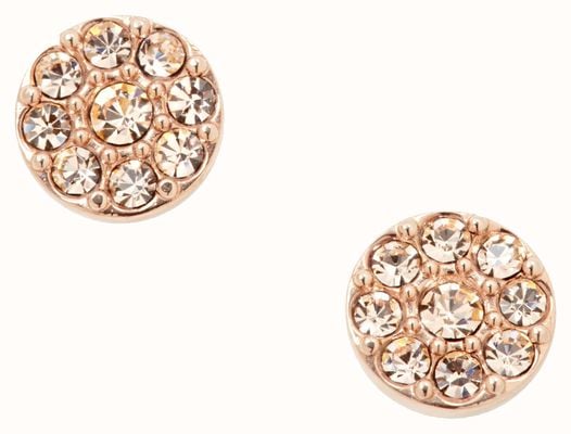 Fossil Women's PVD Rose Gold Plated Crystal Set Stud Earrings JF00830791