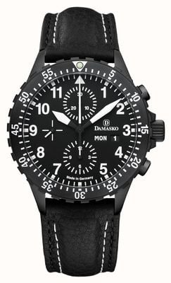 Damasko メンズ DC66 5-55 ベゼル デプロイメントバックル DC66-BLACK-BW-STITCH-STANDARD-ENGLISH BEZEL-DEPLOYMENT BUCKLE