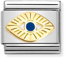 Nomination Classic Eye 18ct Gold & Steel Enamel Charm 030285/65