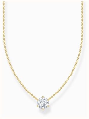 Thomas Sabo White Zirconia Solitaire Gold-Plated Sterling Silver Necklace 45cm KE2210-414-14-L45V
