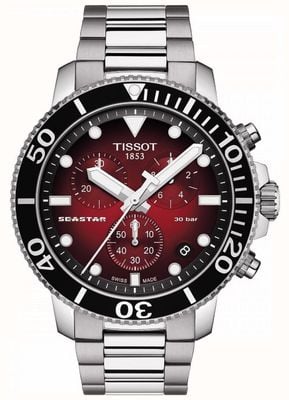 Tissot Seastar 1000 | chronograf | czerwona tarcza | Stal nierdzewna T1204171142100