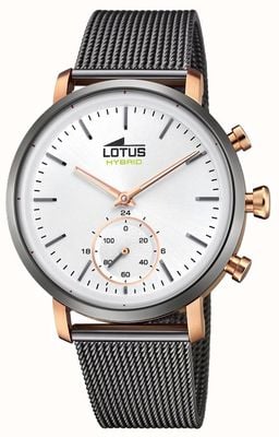 Lotus Vernetzte Herrenuhr | weißes Zifferblatt | Armband aus Stahlgeflecht L18805/1