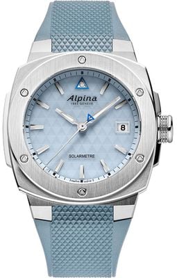 Alpina Alpiner extreme solameter (37,5 mm) quadrante con motivo triangolare azzurro / cinturino in silicone azzurro AL-140LN3AE6