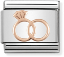 Nomination Classic Wedding Rings 9ct Rose Gold & Steel Charm 430104/13